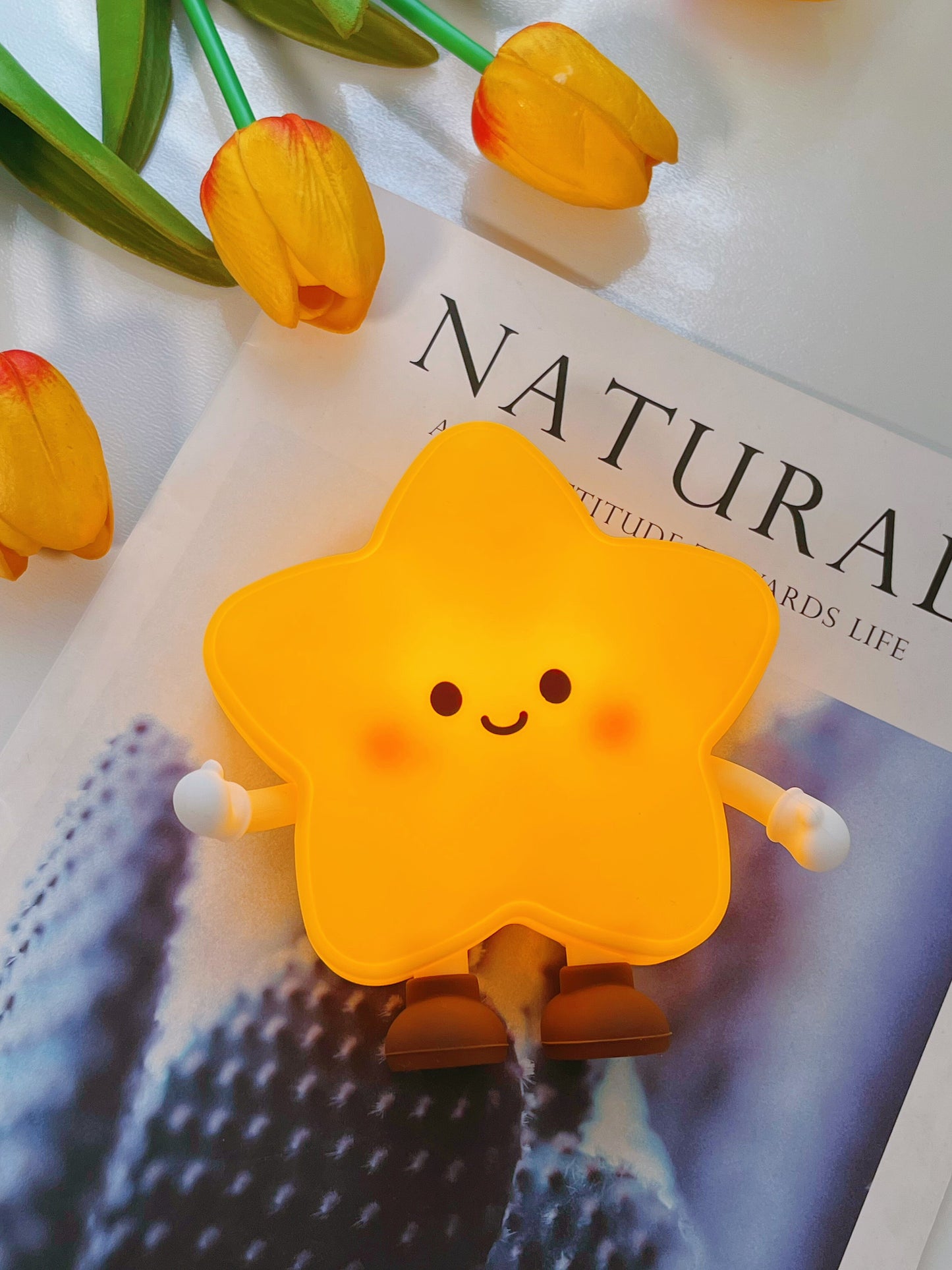 Cute Star Shape Silicone Night Light - Magnetic LED Desk Lamp for Kids Bedroom Decor Gift