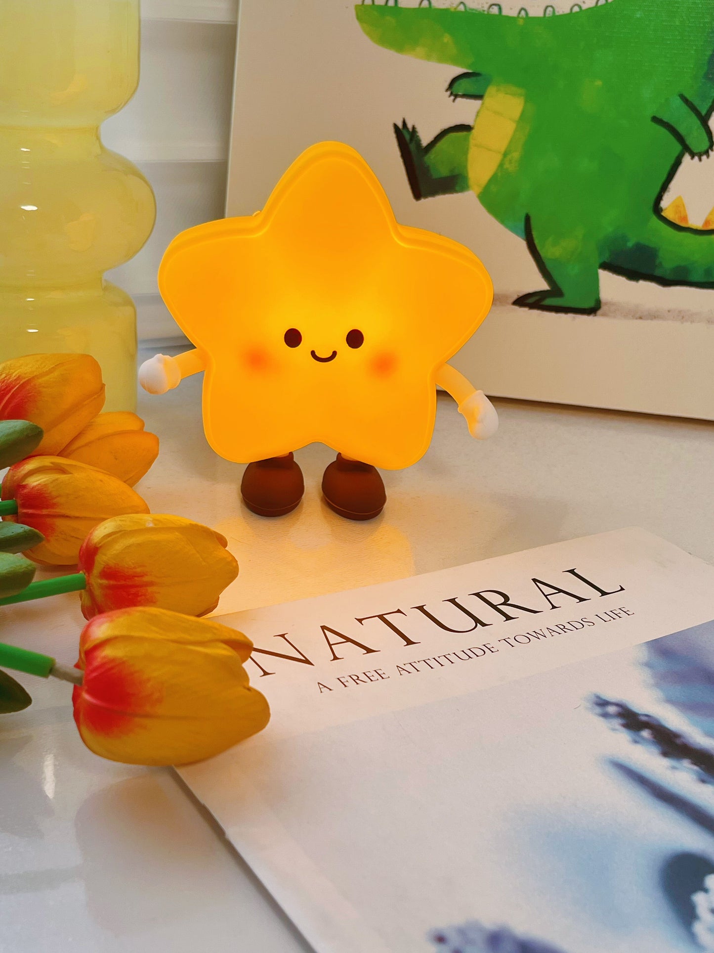 Cute Star Shape Silicone Night Light - Magnetic LED Desk Lamp for Kids Bedroom Decor Gift