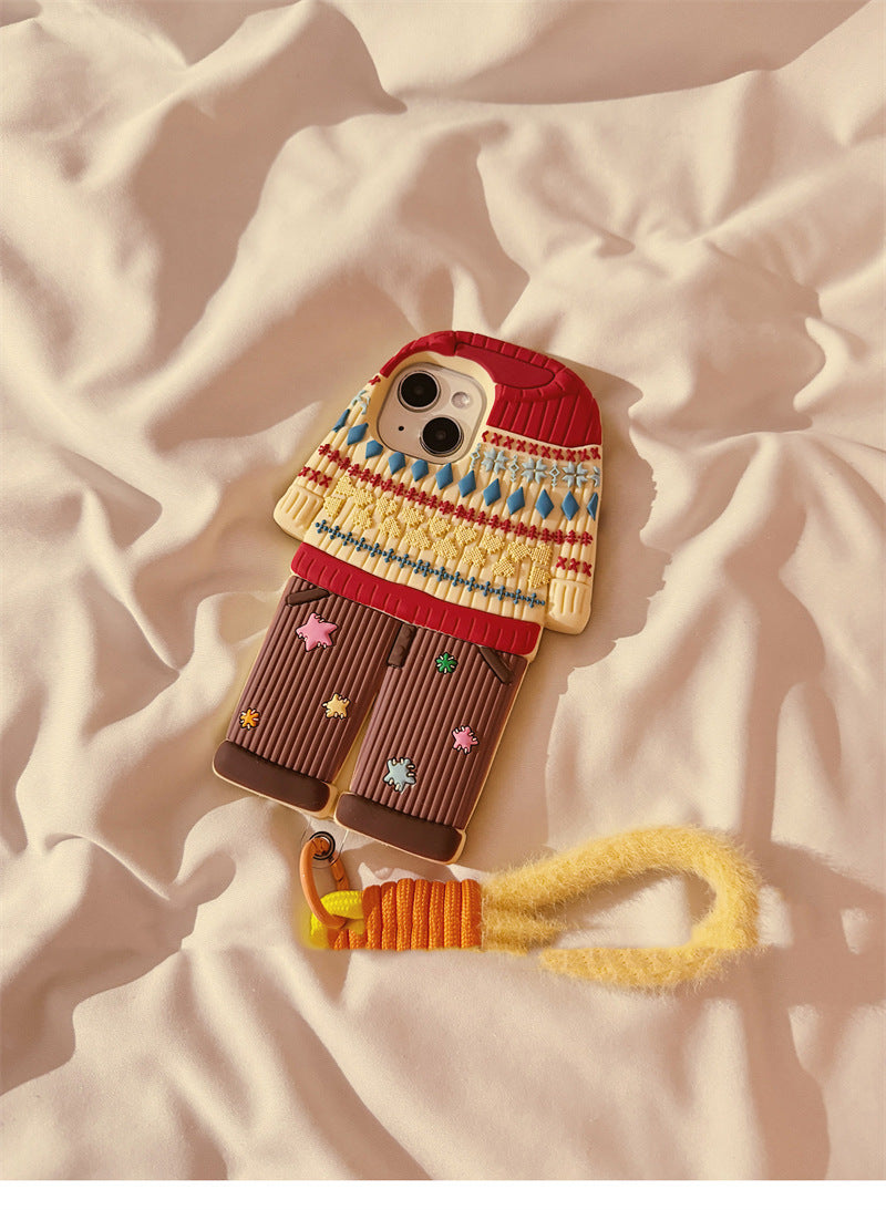 Cute Sweater Outfit Silicone iPhone Case - 3D Cartoon Winter Clothing Phone Case