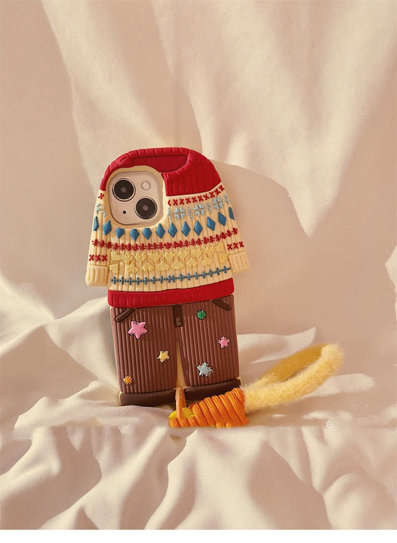 Cute Sweater Outfit Silicone iPhone Case - 3D Cartoon Winter Clothing Phone Case