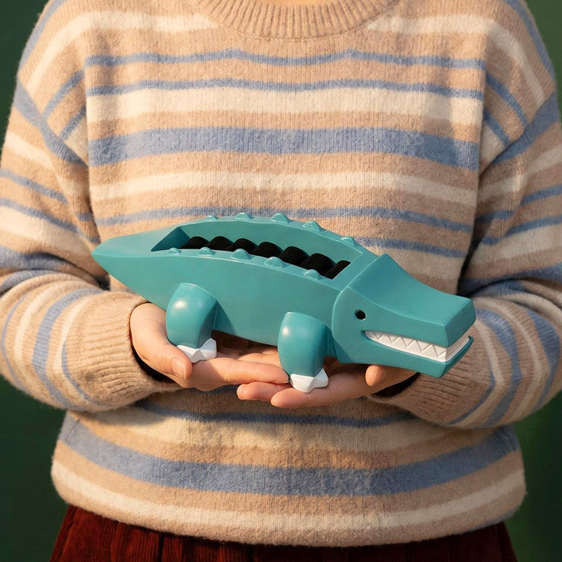 Cute Teal Crocodile Resin Ring Holder Jewelry Box, Cartoon Alligator Velvet Lined Trinket Storage Organizer , Fun Unique Gift for Women Girls & Jewelry Lovers