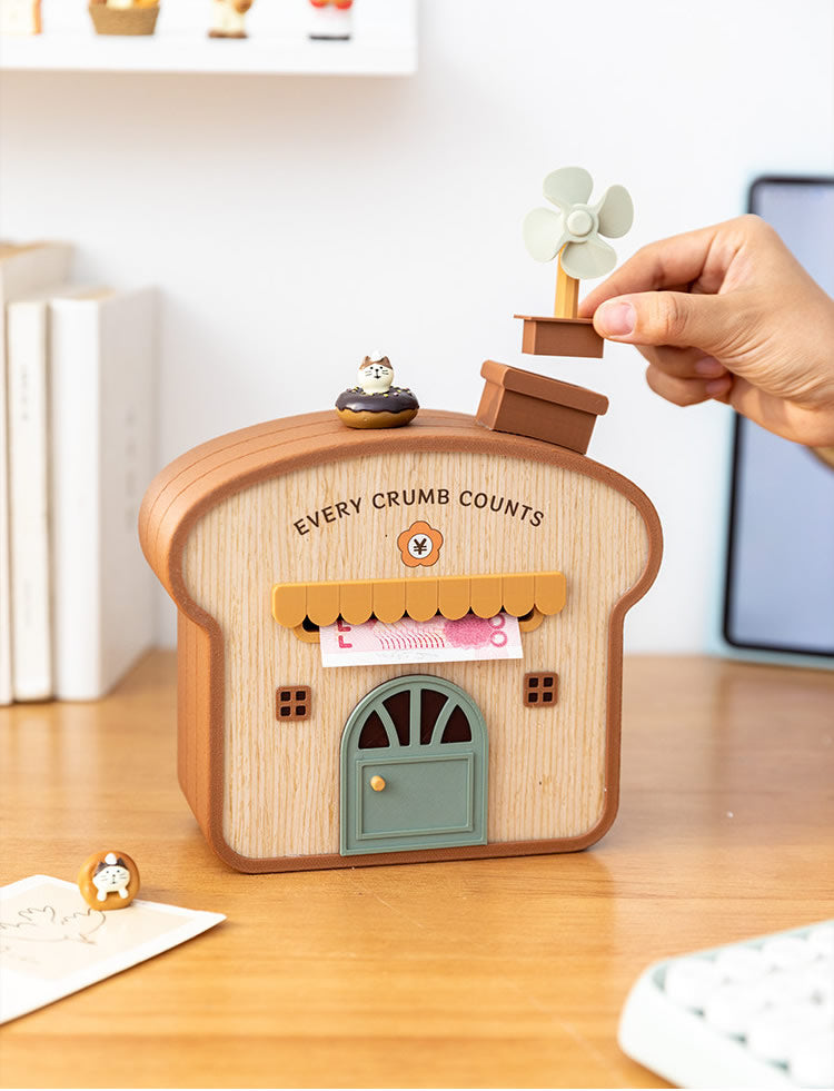 Cute Toast Bakery House Money Bank,  Cartoon Coin Cash Saving Jar, Novelty Gift for Kids Teens Savers