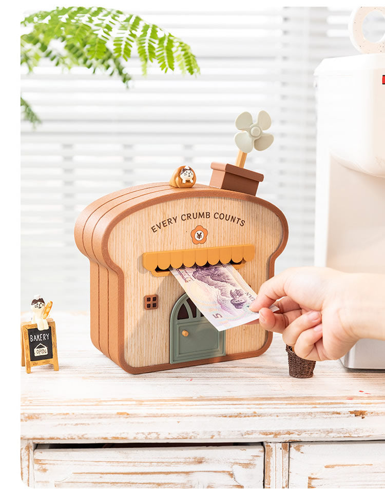Cute Toast Bakery House Money Bank,  Cartoon Coin Cash Saving Jar, Novelty Gift for Kids Teens Savers