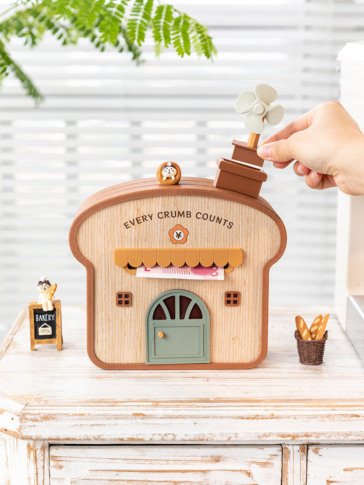 Cute Toast Bakery House Money Bank,  Cartoon Coin Cash Saving Jar, Novelty Gift for Kids Teens Savers