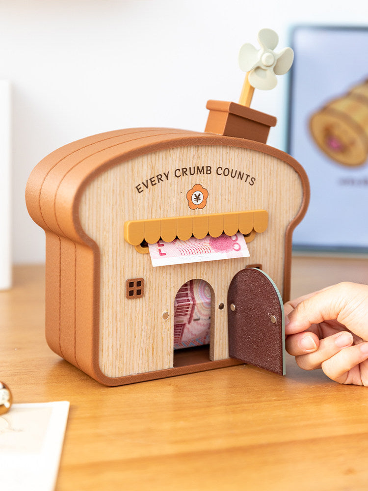 Cute Toast Bakery House Money Bank,  Cartoon Coin Cash Saving Jar, Novelty Gift for Kids Teens Savers