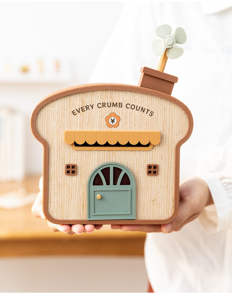 Cute Toast Bakery House Money Bank,  Cartoon Coin Cash Saving Jar, Novelty Gift for Kids Teens Savers