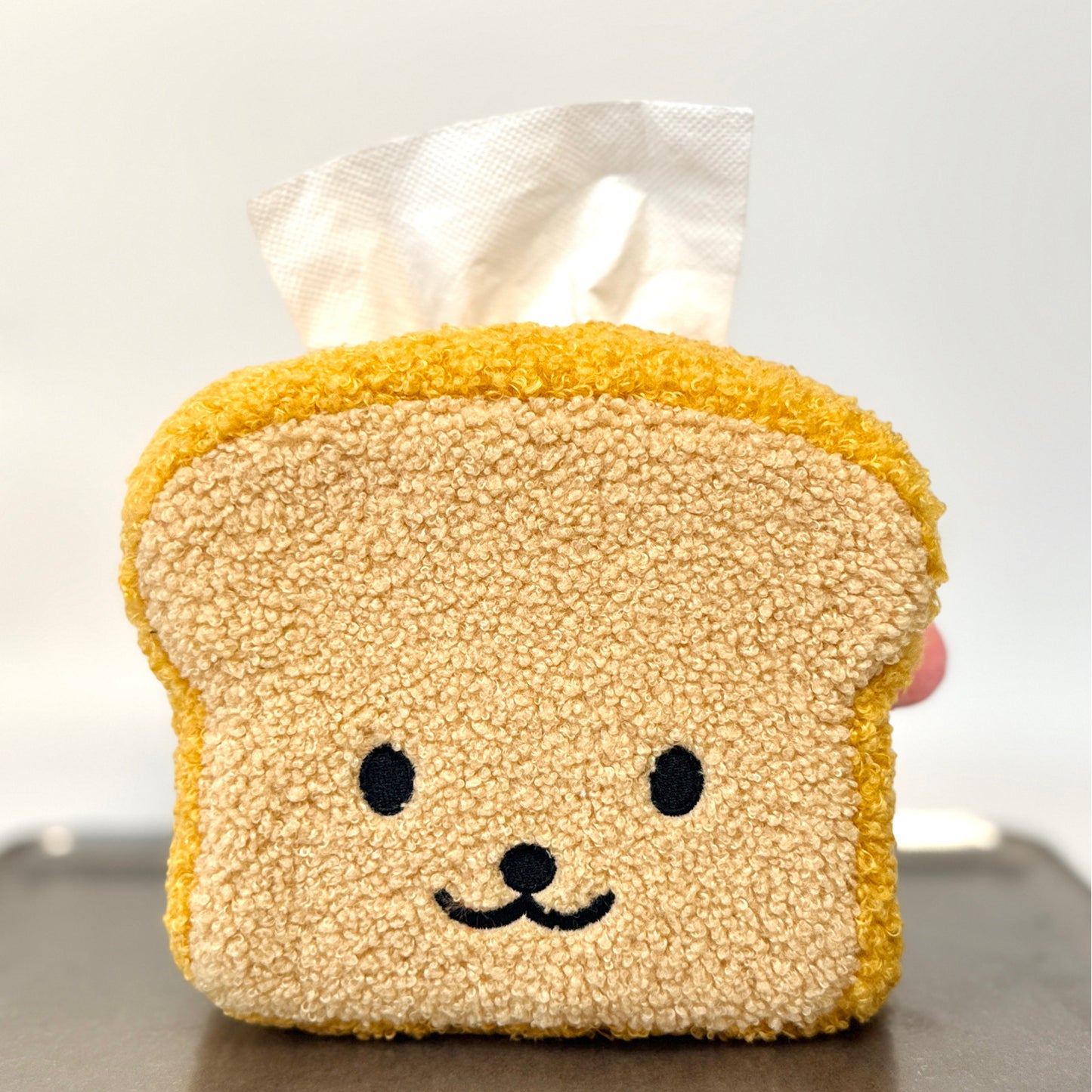 Cute Toast Bread Plush Tissue Box - Cartoon Food-Themed Tissue Holder for Home & Car