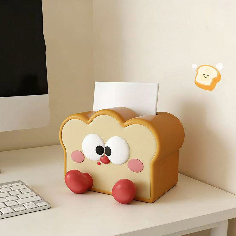 Cute Toast Bread Tissue Box Holder, Kawaii Cartoon Tissue Dispenser, Fun Bread-Shaped Decorative Napkin Box for Home