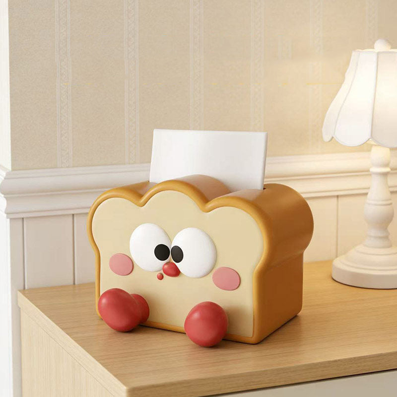 Cute Toast Bread Tissue Box Holder, Kawaii Cartoon Tissue Dispenser, Fun Bread-Shaped Decorative Napkin Box for Home