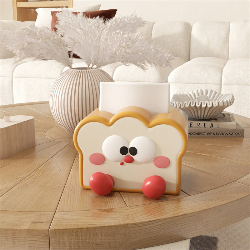 Cute Toast Bread Tissue Box Holder, Kawaii Cartoon Tissue Dispenser, Fun Bread-Shaped Decorative Napkin Box for Home