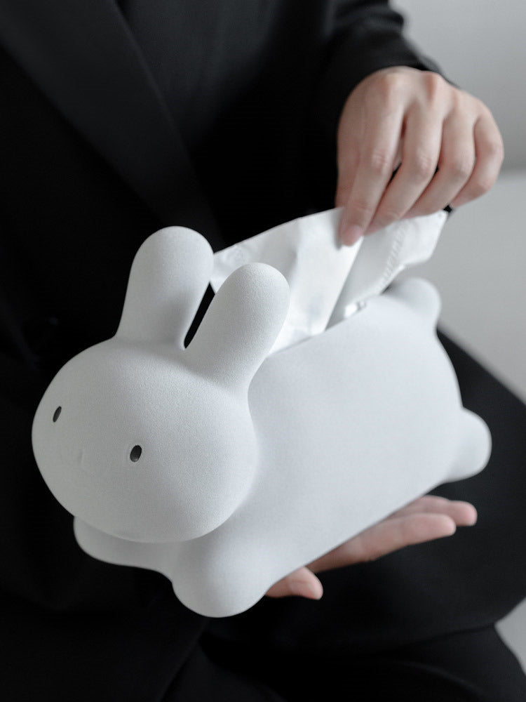 Cute White Rabbit Tissue Box, Desktop Decorative Ornament – More Angle