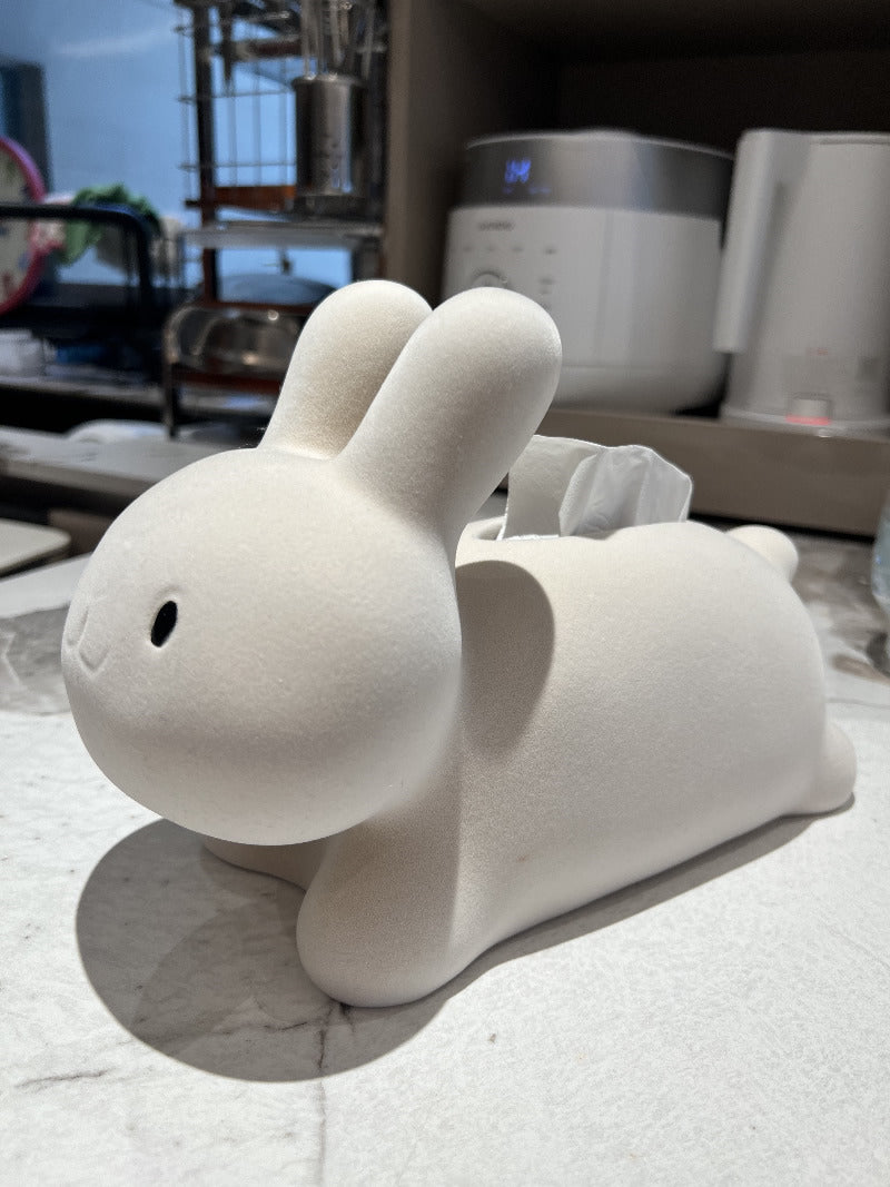 Cute White Rabbit Tissue Box, Desktop Decorative Ornament – More Angle