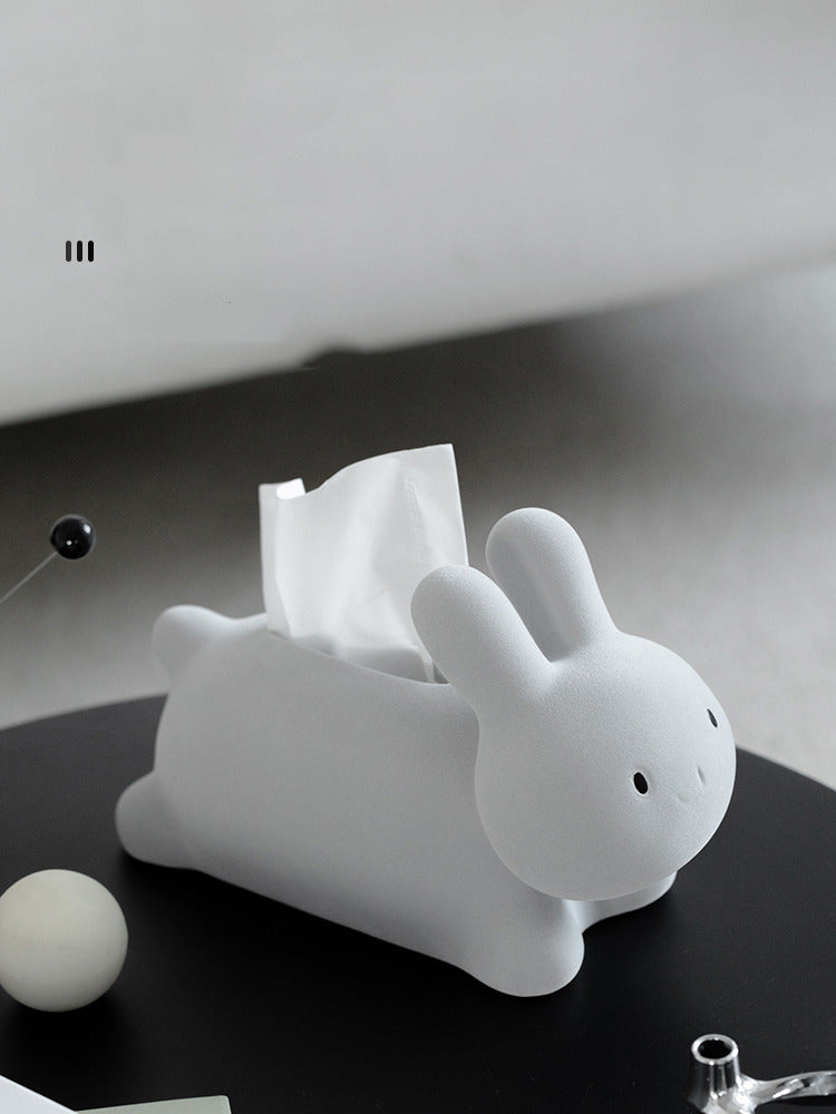 Cute White Rabbit Tissue Box, Desktop Decorative Ornament – More Angle