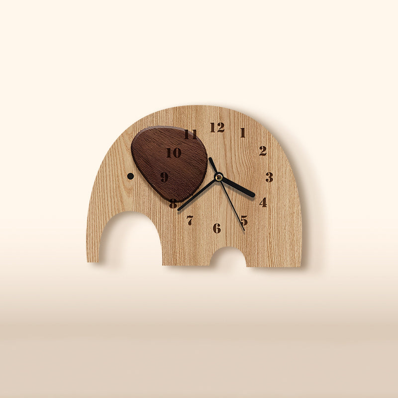 Cute Wooden Elephant Home Decor Wall Clock