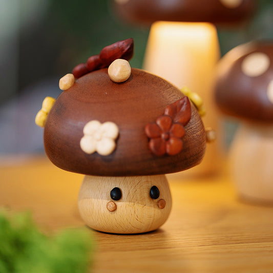Cute Wooden Mushroom Music Box, Birthday Valentine Christmas Gift for Girls, Desk Home Decor