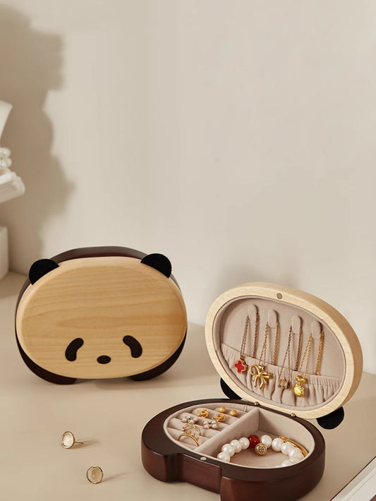 Cute Wooden Portable Panda Jewelry Box, Jewelry Holder, Christmas Gift