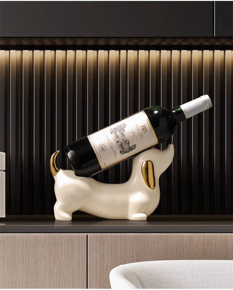 Dachshund Dog Ceramic Wine Rack - Cute Pet-Themed Bottle Holder for Home Decor