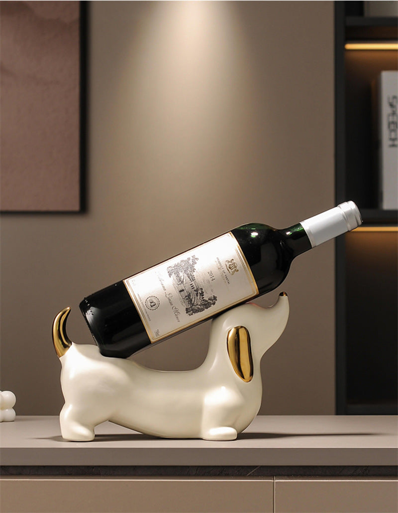 Dachshund Dog Ceramic Wine Rack - Cute Pet-Themed Bottle Holder for Home Decor