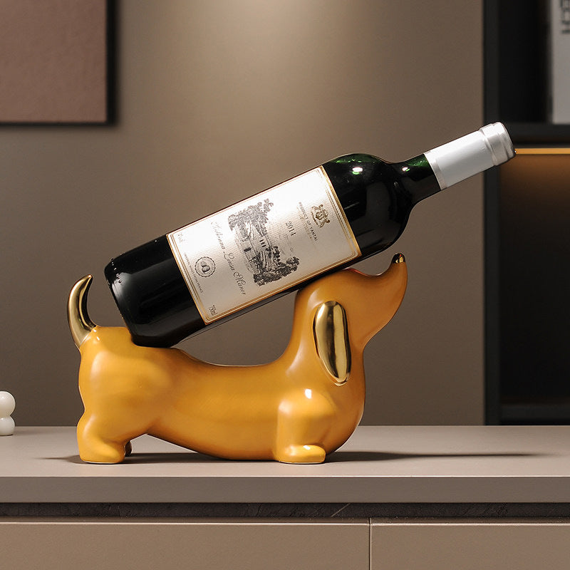 Dachshund Dog Ceramic Wine Rack - Cute Pet-Themed Bottle Holder for Home Decor