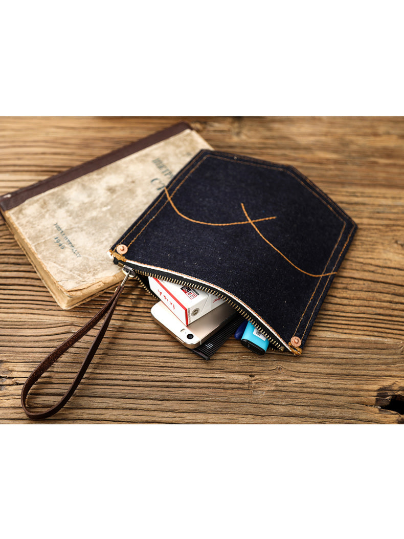 Denim Pocket Wallet -  Stylish Denim Organizer for Cards, Cash, Small Items