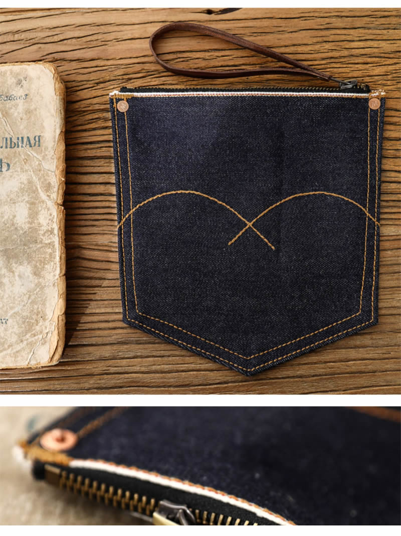 Denim Pocket Wallet -  Stylish Denim Organizer for Cards, Cash, Small Items