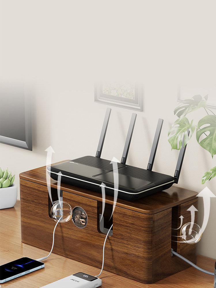 Desktop Wooden Socket Management Storage Box, Wire Hider Organizer Box