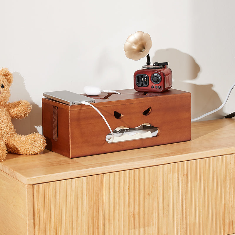 Devilish Wooden Cable Organizer, Desk Clutter Solution for Charging Cable,Socket