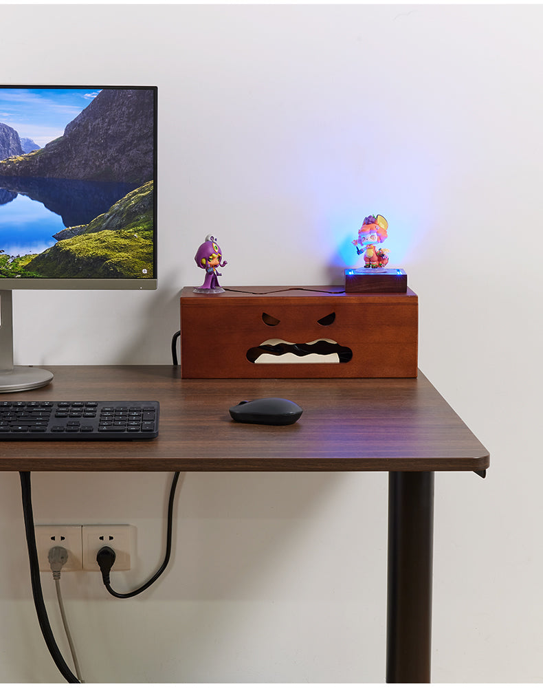 Devilish Wooden Cable Organizer, Desk Clutter Solution for Charging Cable,Socket