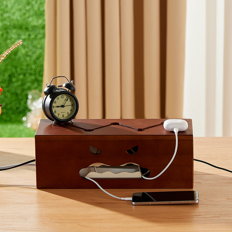 Devilish Wooden Cable Organizer, Desk Clutter Solution for Charging Cable,Socket