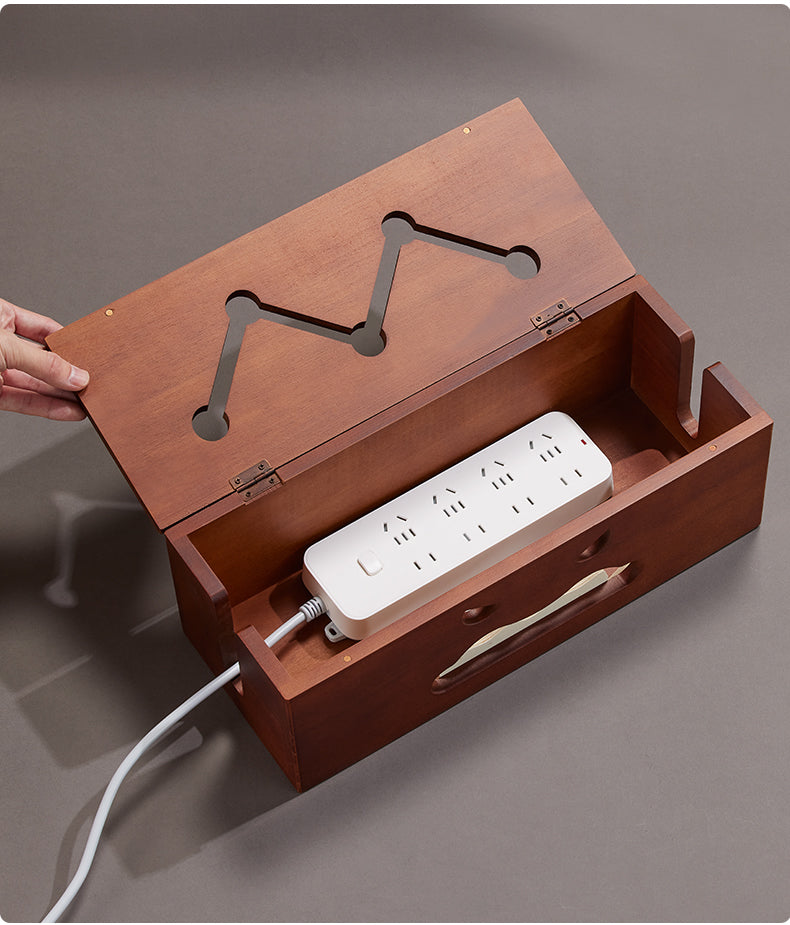 Devilish Wooden Cable Organizer, Desk Clutter Solution for Charging Cable,Socket