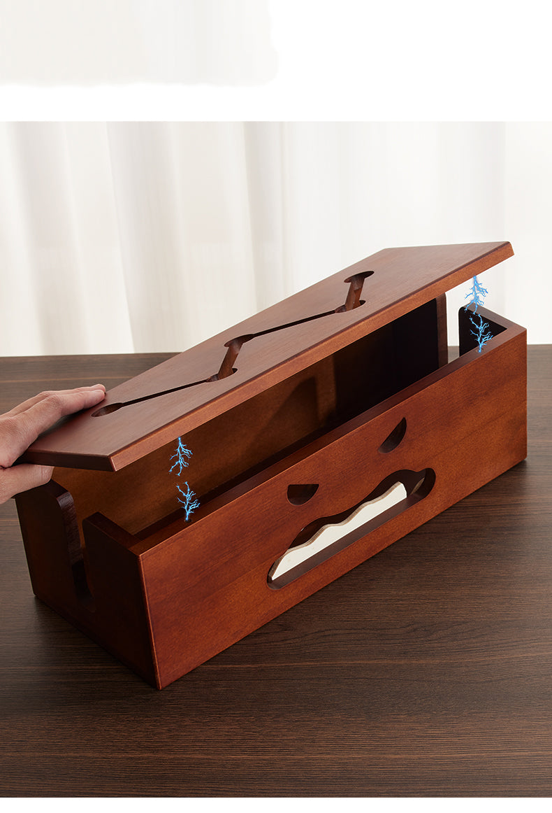 Devilish Wooden Cable Organizer, Desk Clutter Solution for Charging Cable,Socket