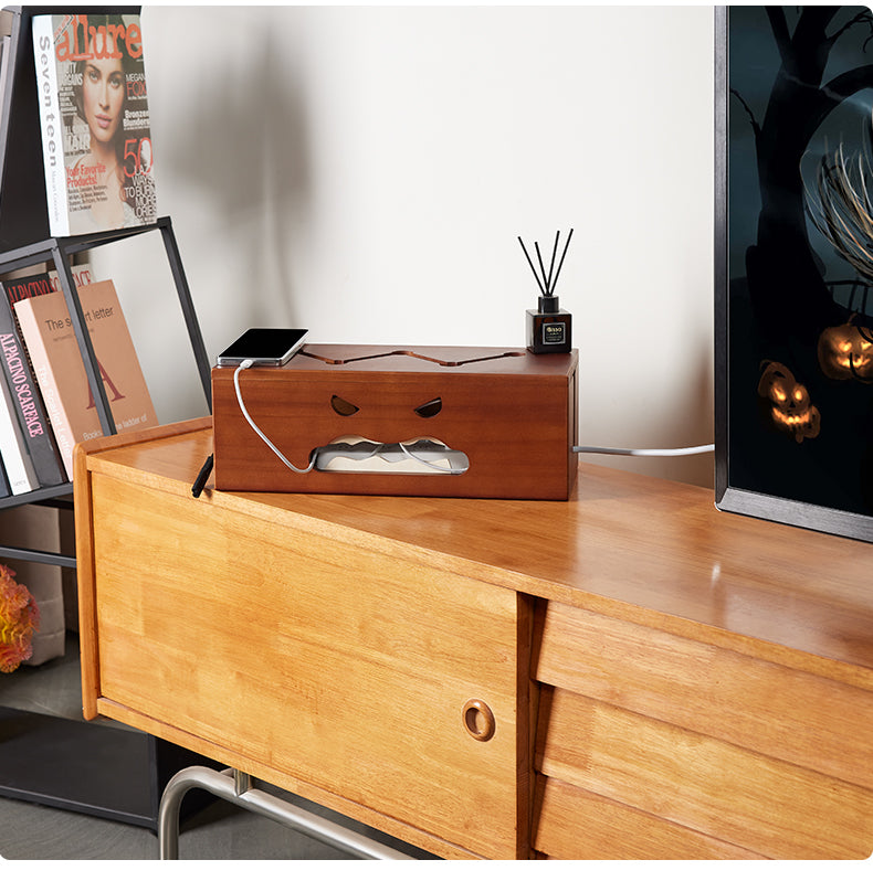 Devilish Wooden Cable Organizer, Desk Clutter Solution for Charging Cable,Socket