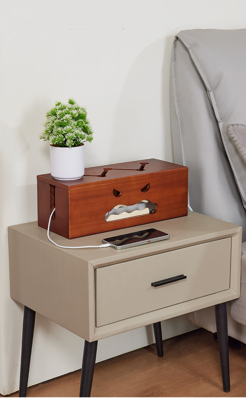 Devilish Wooden Cable Organizer, Desk Clutter Solution for Charging Cable,Socket