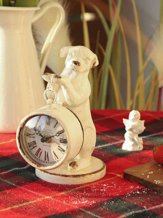 Distressed Retro Dog Desktop Clock, Personalized Decoration