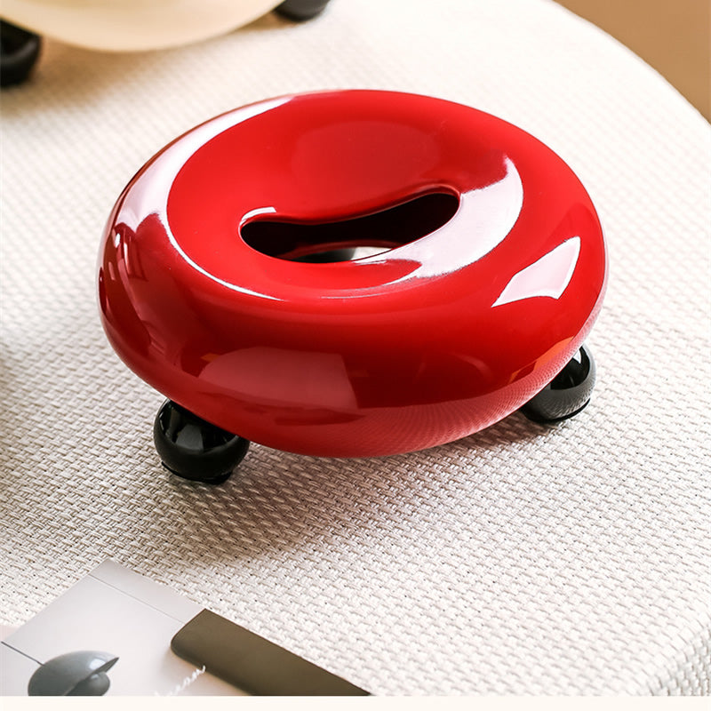 Donut-Shaped Ceramic Tissue Box, Minimalist Round Tissue Holder with Small Feet