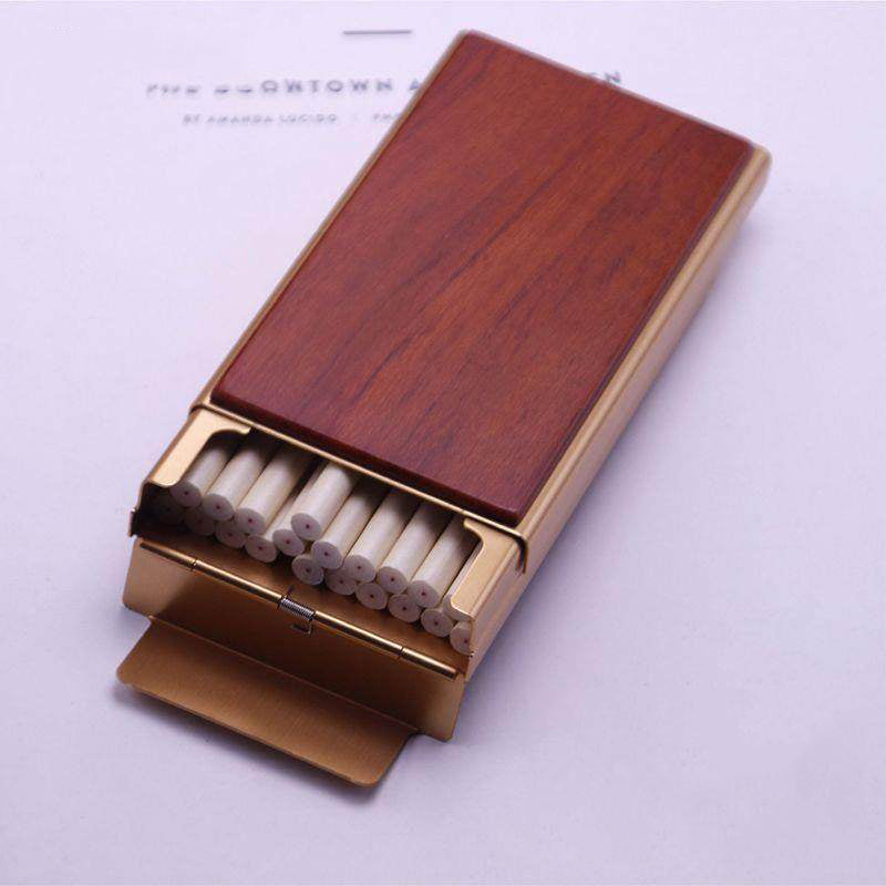 Elegant Rosewood Slim Cigarette Case - Portable Capacity Holder for Cigarettes