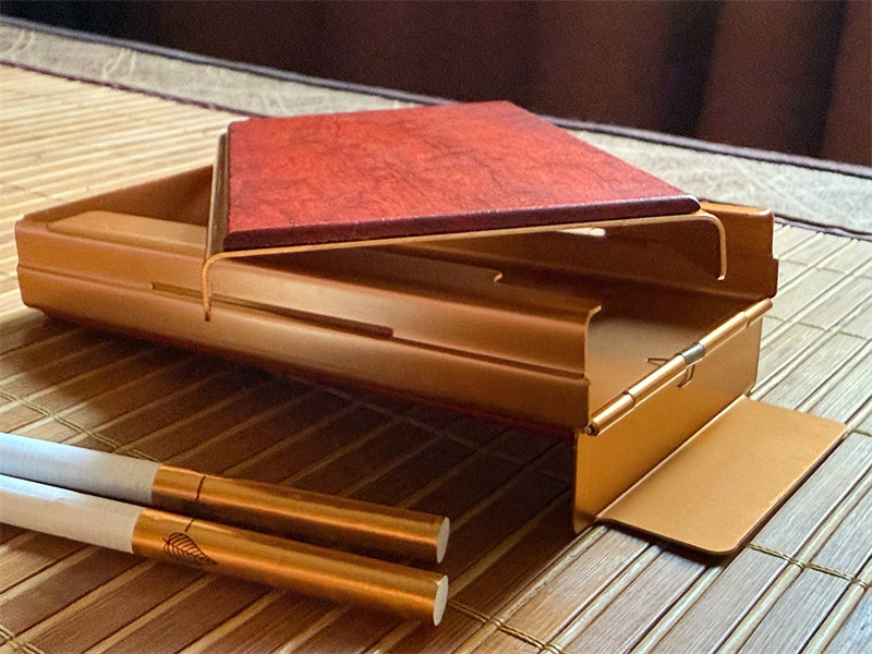 Elegant Rosewood Slim Cigarette Case - Portable Capacity Holder for Cigarettes