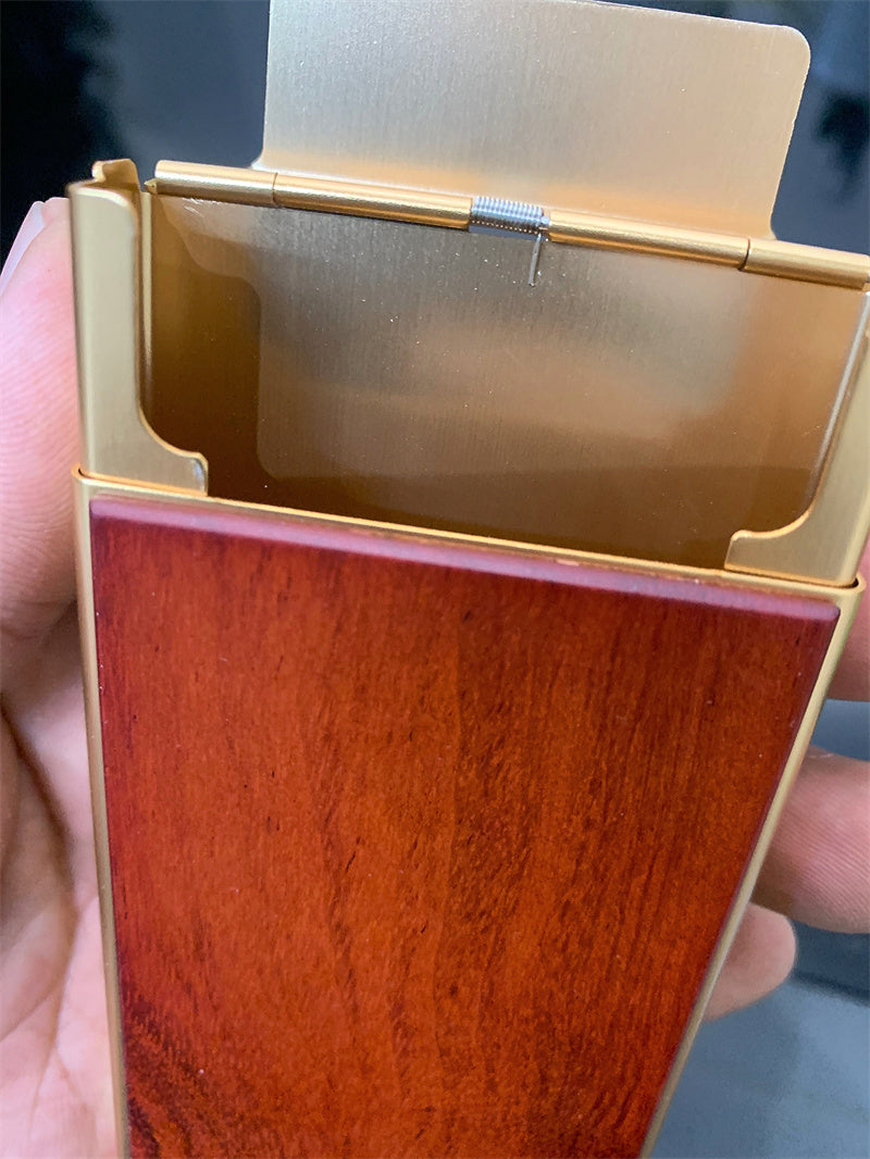 Elegant Rosewood Slim Cigarette Case - Portable Capacity Holder for Cigarettes