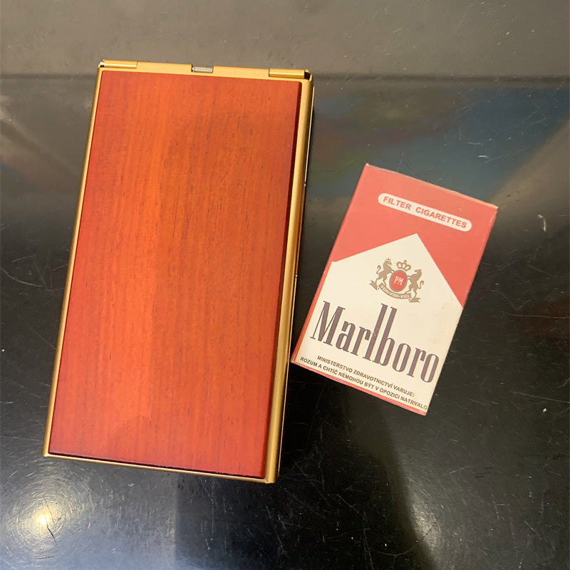 Elegant Rosewood Slim Cigarette Case - Portable Capacity Holder for Cigarettes