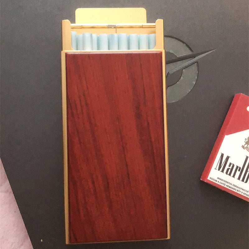 Elegant Rosewood Slim Cigarette Case - Portable Capacity Holder for Cigarettes