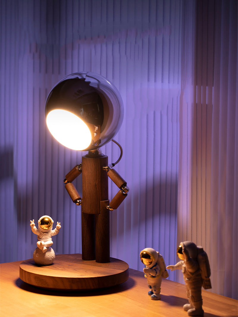Elegant Wooden Moon Guardian Angel Table Lamp - Perfect for Home or Of ...