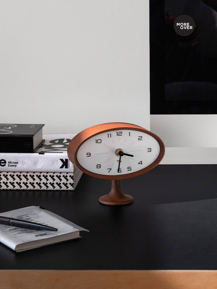 Elegant Wooden Oval Desk Clock: Minimalist Timepiece for Your Workspac ...