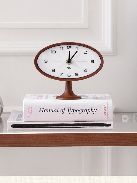 Elegant Wooden Oval Desk Clock: Minimalist Timepiece for Your Workspac ...