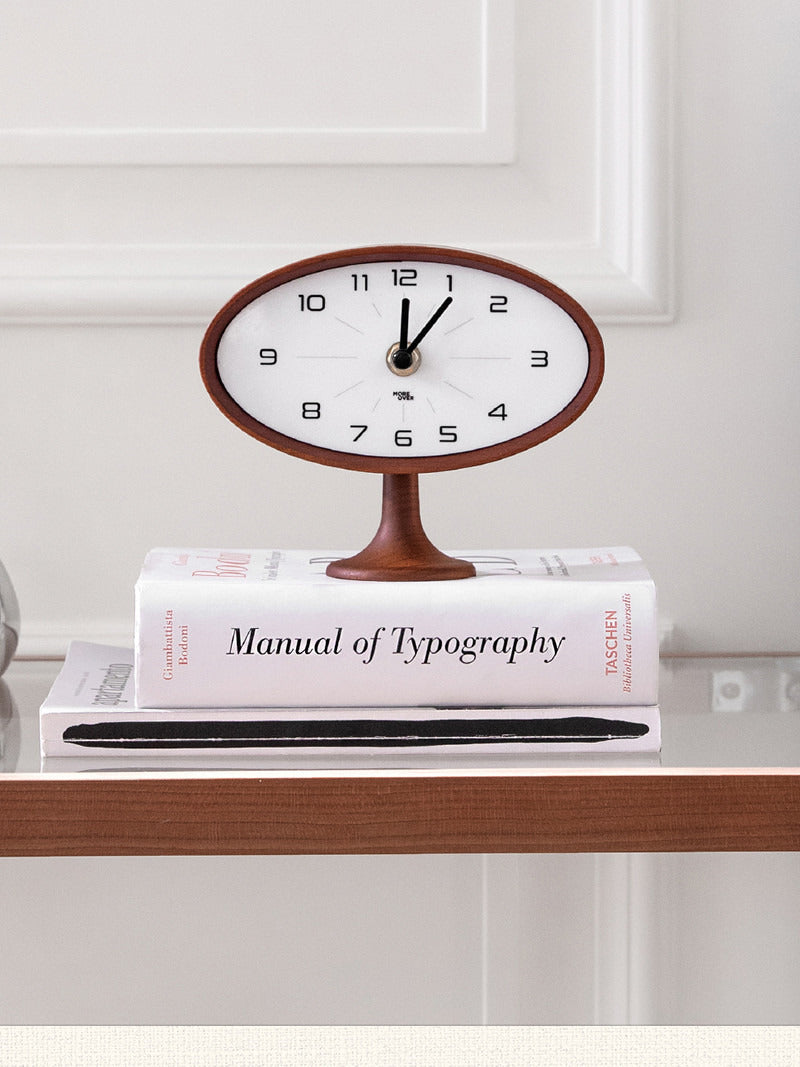 Elegant Wooden Oval Desk Clock: Minimalist Timepiece for Your Workspac ...