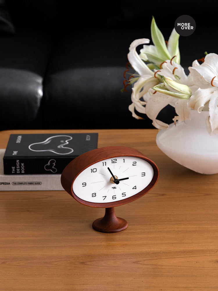 Elegant Wooden Oval Desk Clock: Minimalist Timepiece for Your Workspac ...