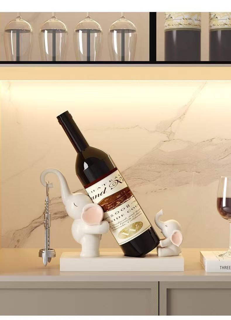 Elephant Wine Bottle Holder - Cute Elephant Family Kitchen & Bar Decor