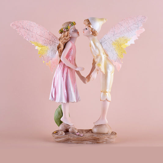 Enchanted Forest Sprite Desk Sculpture - Whimsical Woodland Fairy Decor for Office & Home