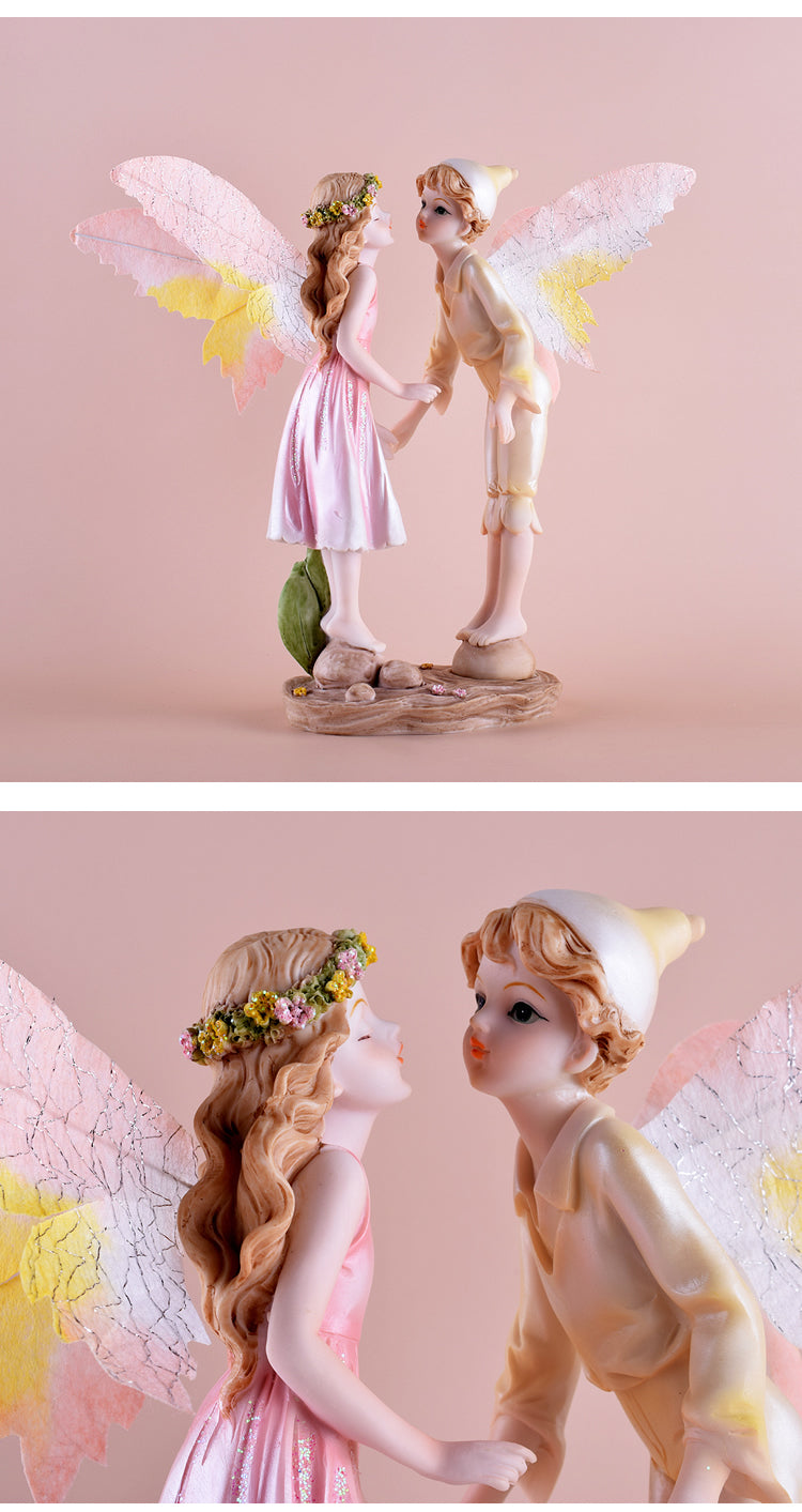 Enchanted Forest Sprite Desk Sculpture - Whimsical Woodland Fairy Decor for Office & Home
