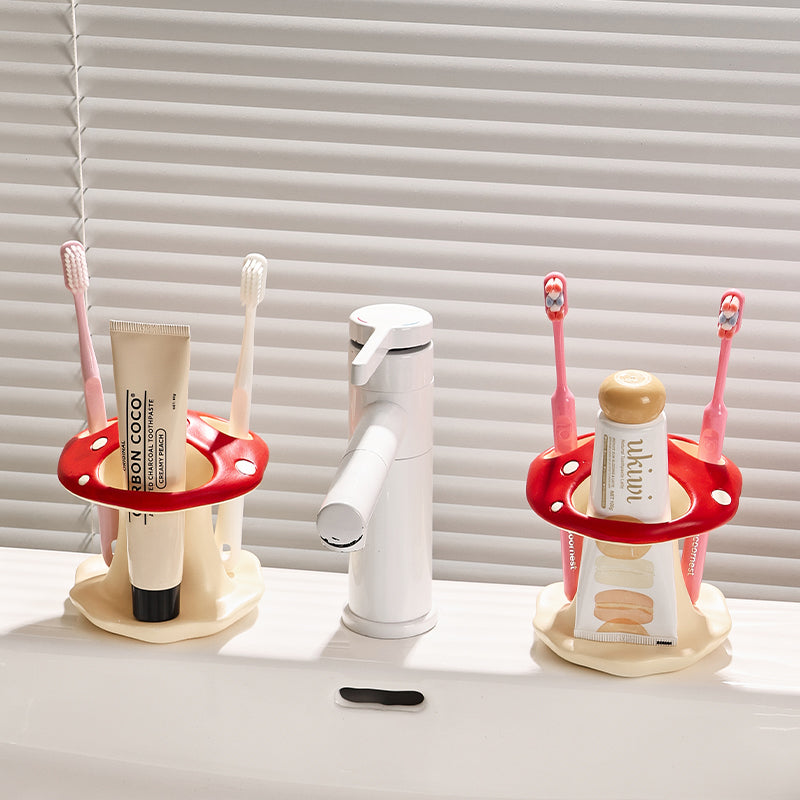 Enchanted Mushroom Ceramic Toothbrush Holder – Whimsical Bathroom Organizer