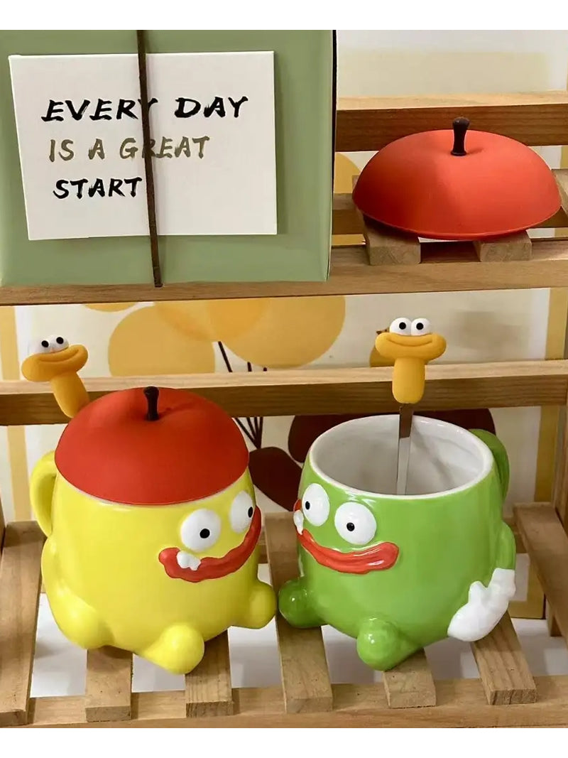 Evil Cartoon Monster Ceramic Cup,Unique Gifts,Large Capacity Mug